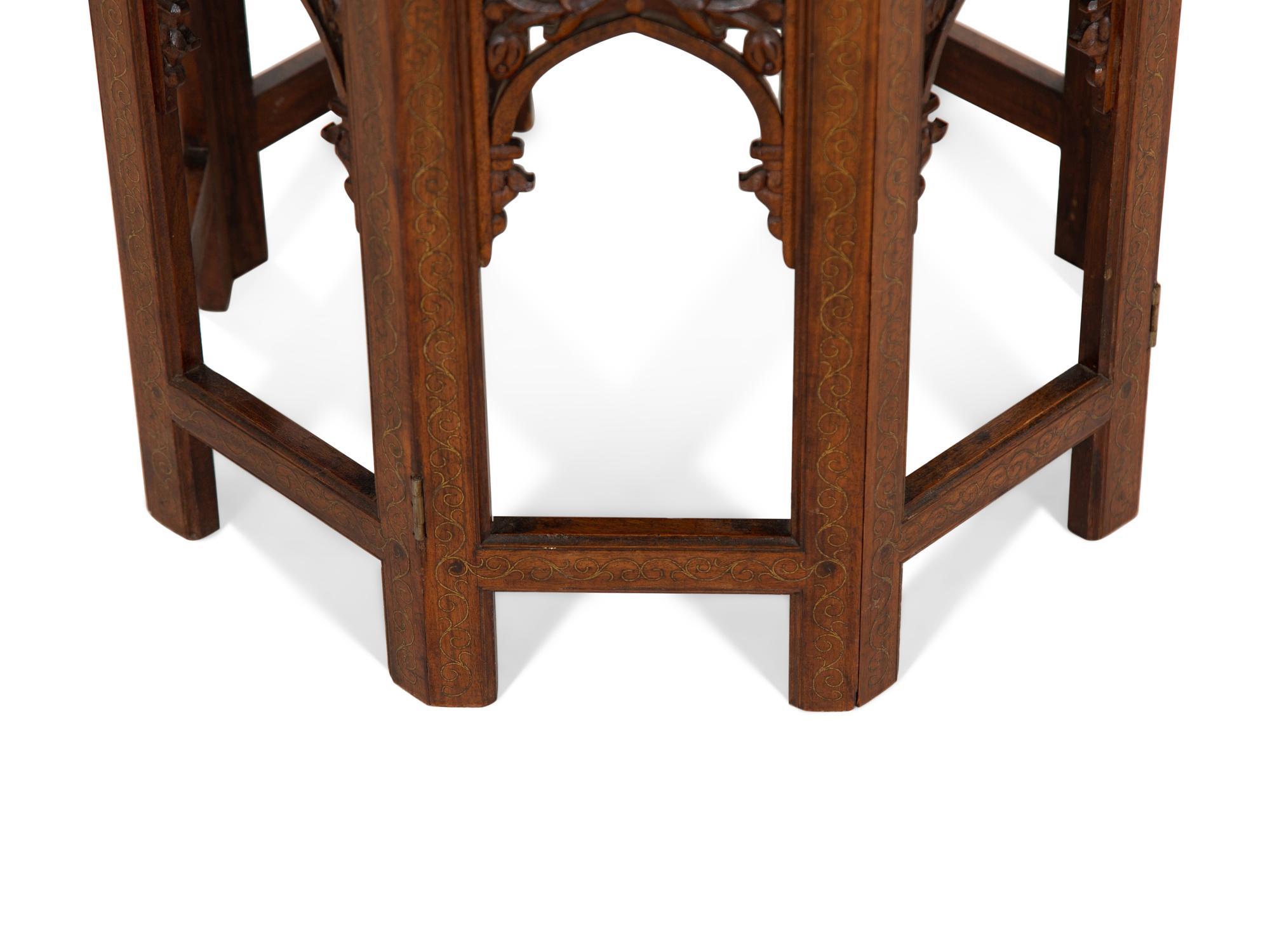 An Anglo-Indian Octagonal Folding Table with Brass Inlay