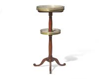 A Louis XVI Two-Tier Fruitwood Stand with White Marble Tops