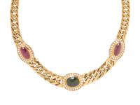TOURMALINE, DIAMOND, AND YELLOW GOLD NECKLACE