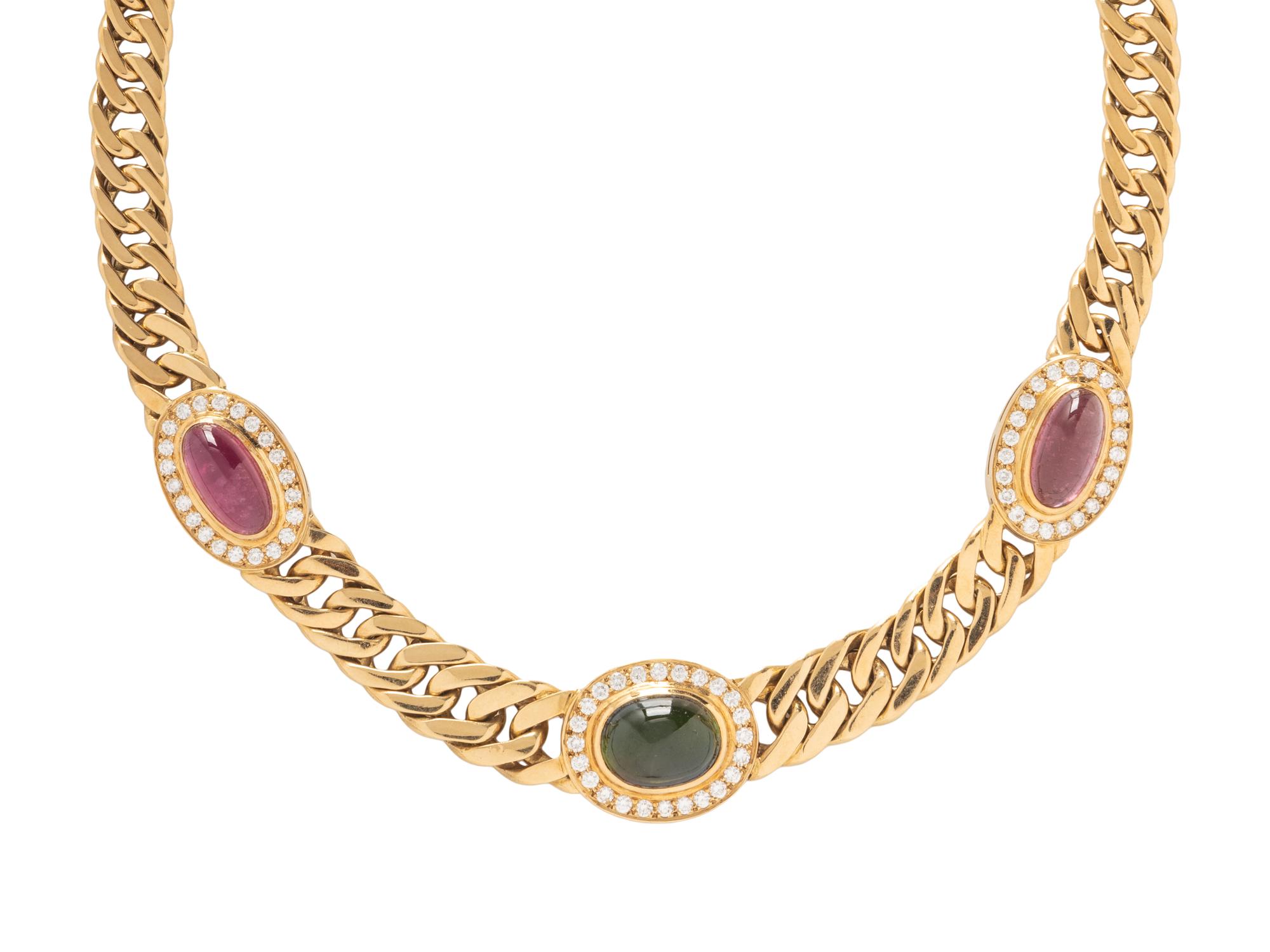 TOURMALINE, DIAMOND, AND YELLOW GOLD NECKLACE