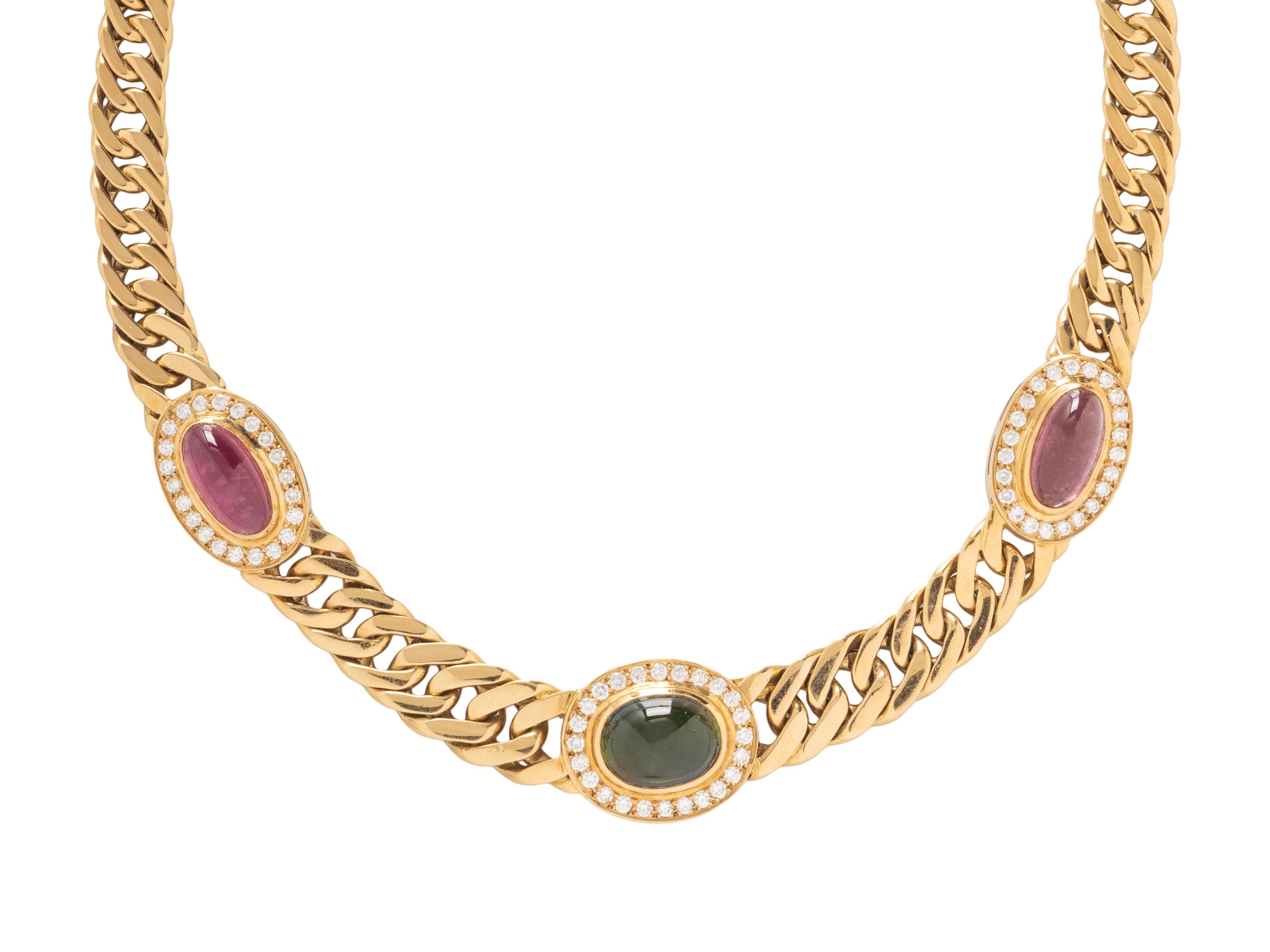 TOURMALINE, DIAMOND, AND YELLOW GOLD NECKLACE
