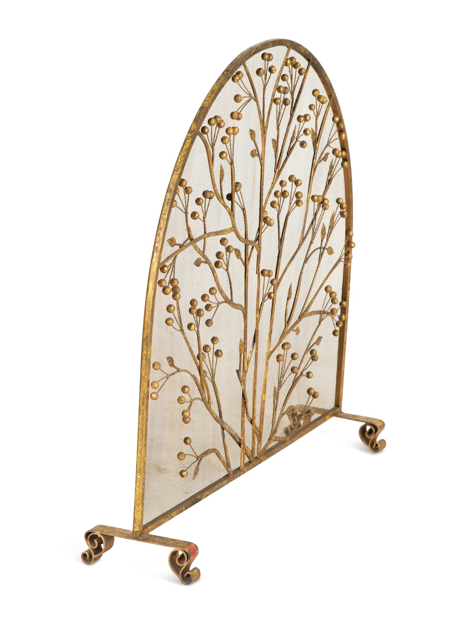 A Gilt Metal Fire Screen with Berried Branches — 20th Century