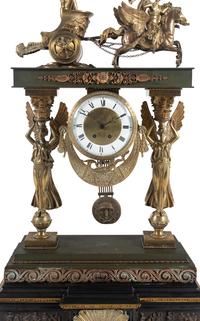 A Large Empire Style Gilt Bronze Mantel Clock