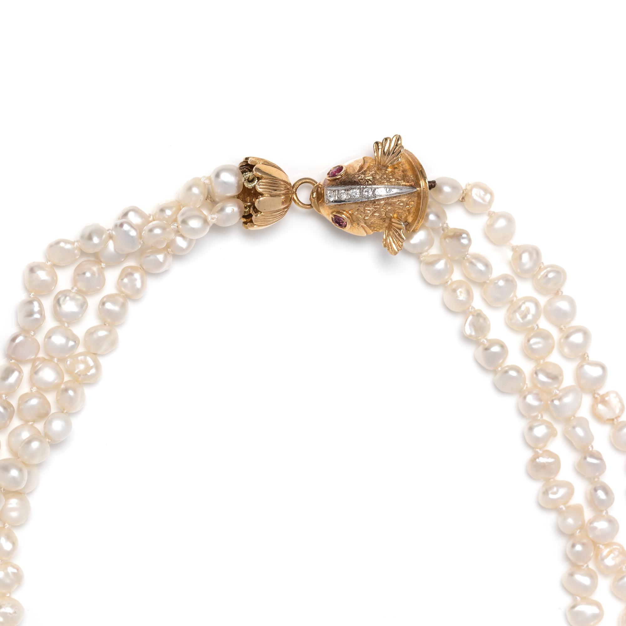 PEARL AND DIAMOND TORSADE NECKLACE