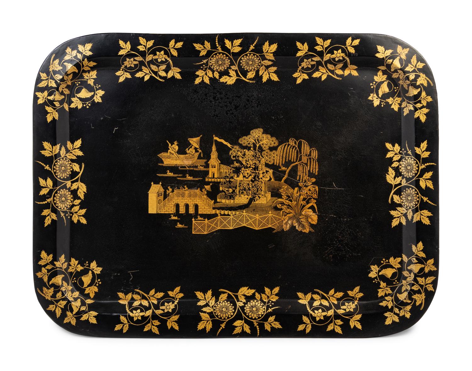 An English Chinoiserie Decorated Tôle Tray
