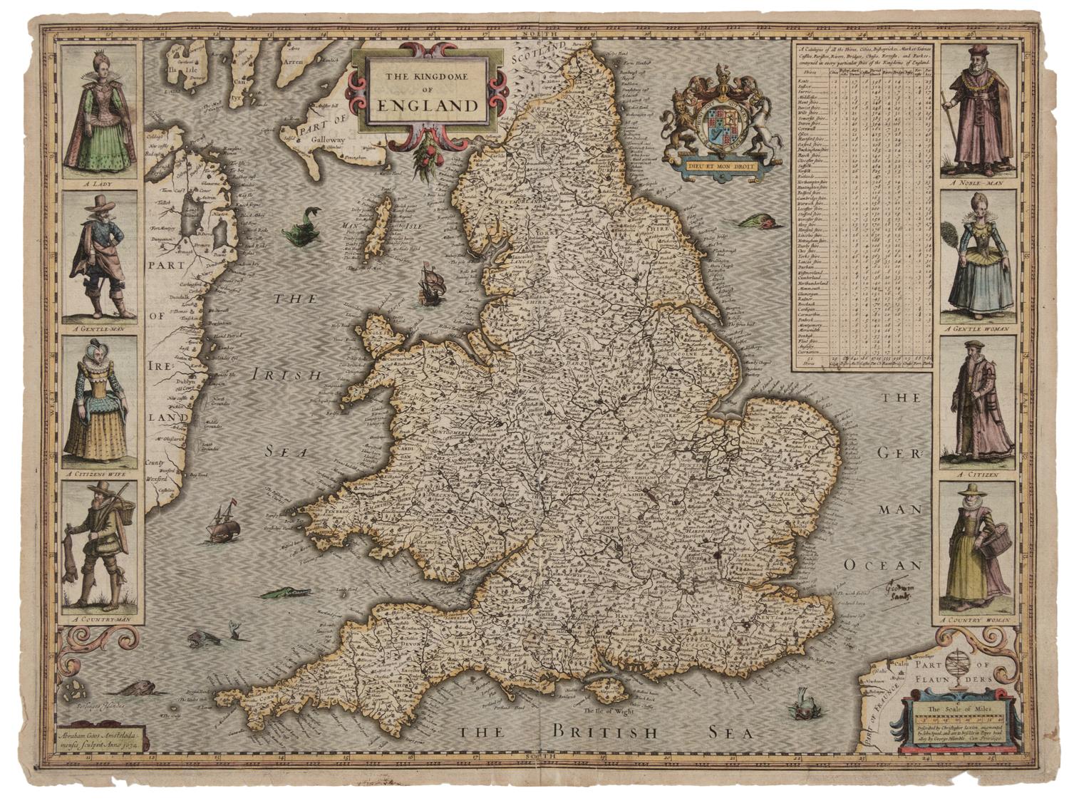 SPEED, John (1552-1629). The Kingdome of England. [London]: G. Humble, ca 1632.