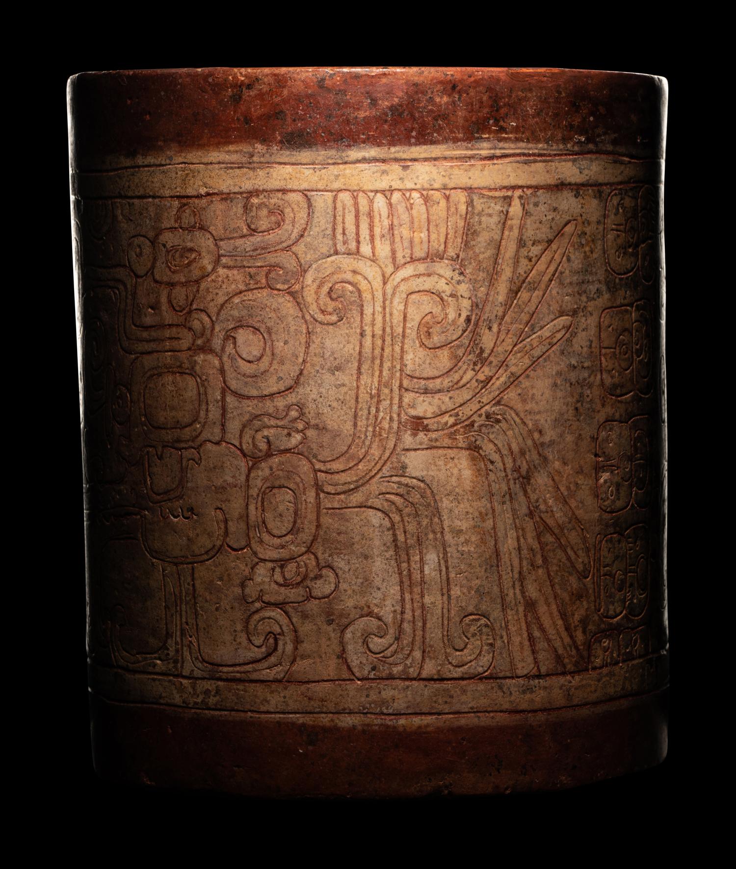 A Maya Incised Cylinder Vessel