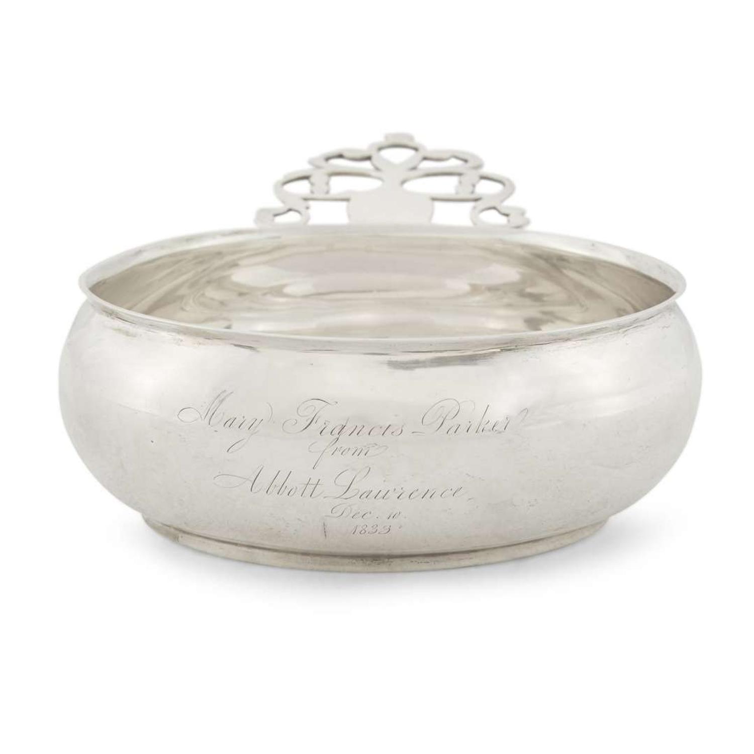 Silver porringer Inscribed and dated, "Mary Francis Parker from Abbott Lawrence dec. 10 1833"