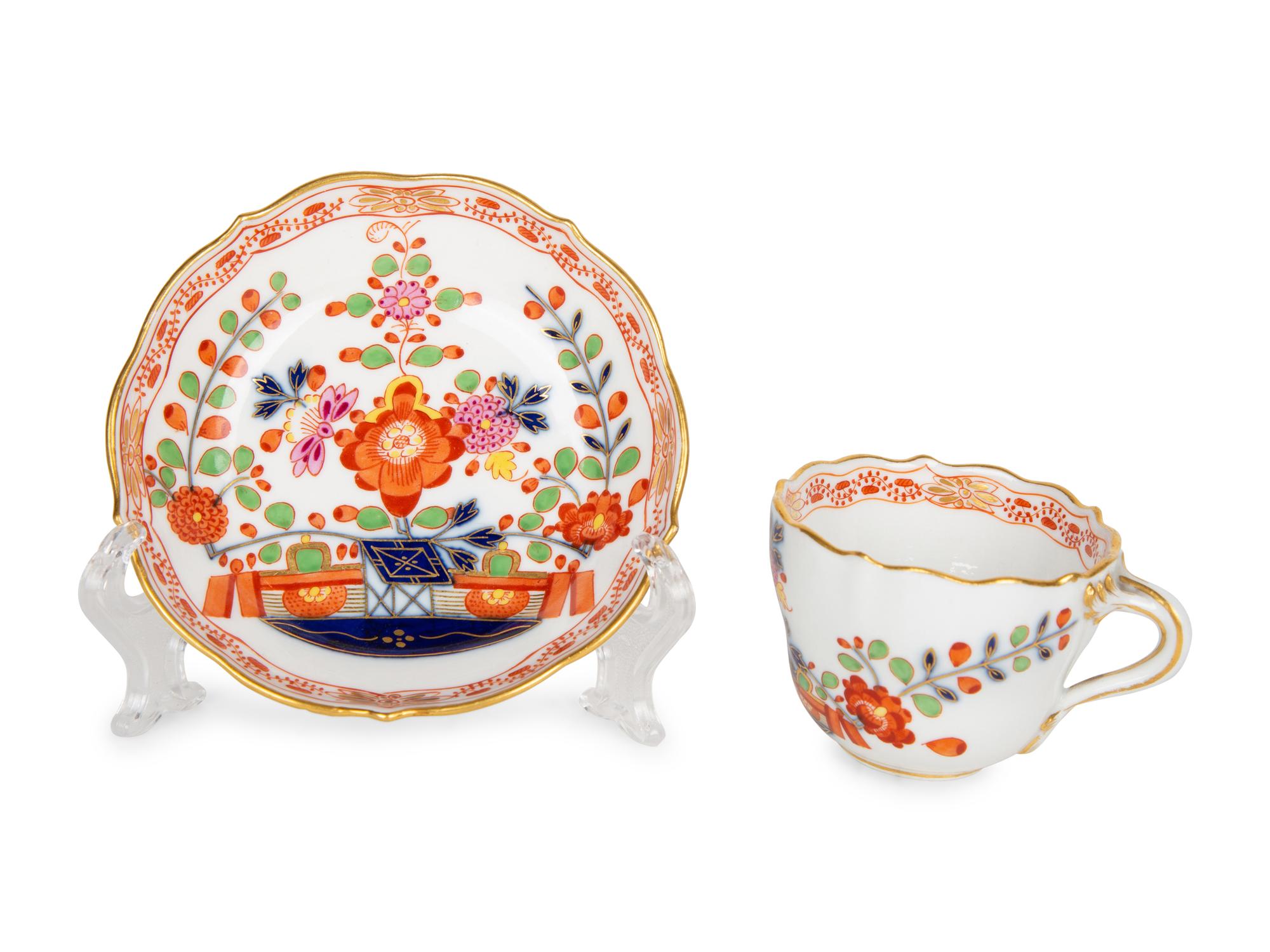 Eleven Meissen Porcelain Teacups and Saucers — PRIMARILY 20TH CENTURY