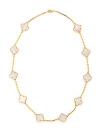 VAN CLEEF & ARPELS, YELLOW GOLD AND MOTHER-OF-PEARL 'VINTAGE ALHAMBRA' NECKLACE
