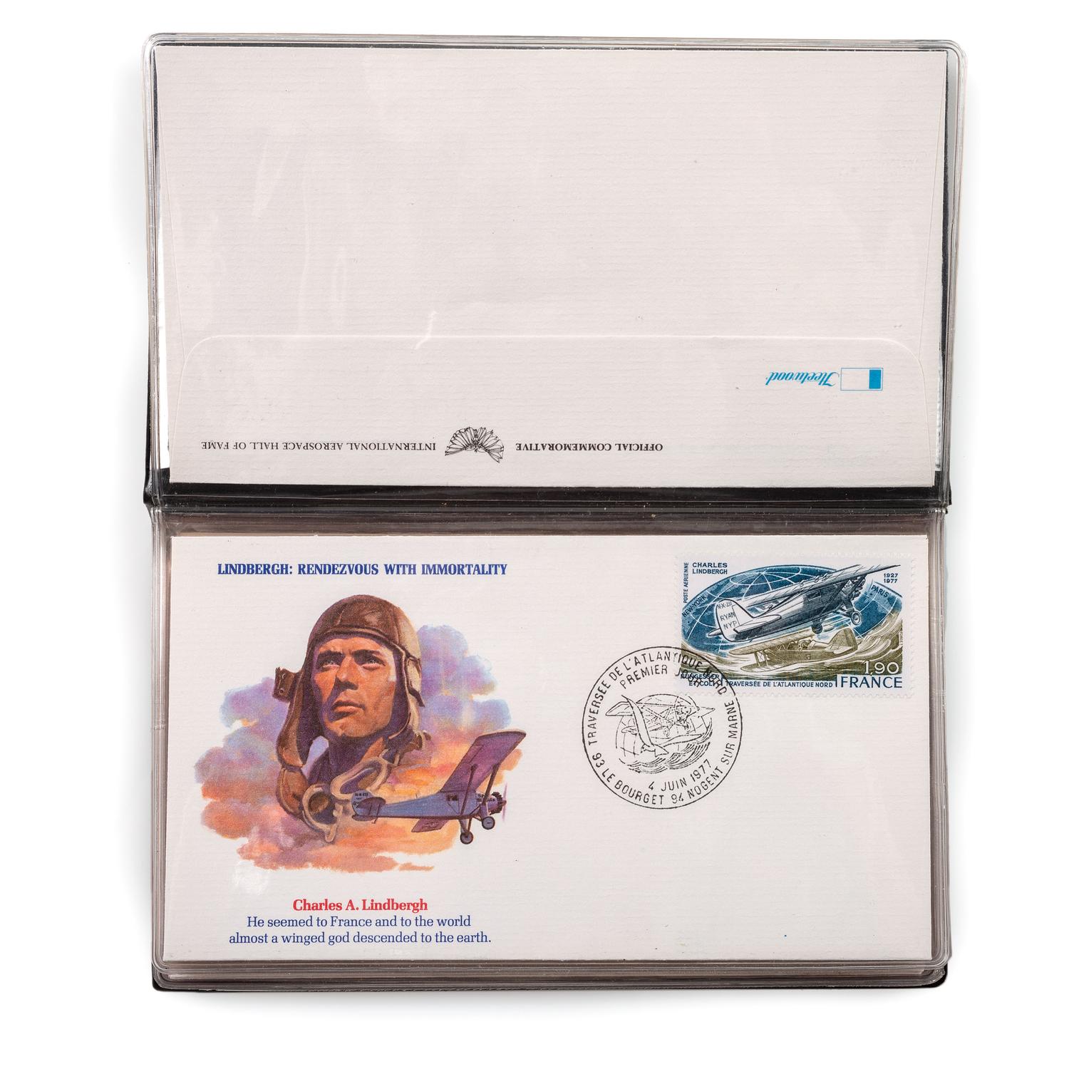 [EXONUMIA]. Medals commemorating WWII, US Navy, and Space Shuttle Columbia, with Charles Lindbergh commemorative FDCs.