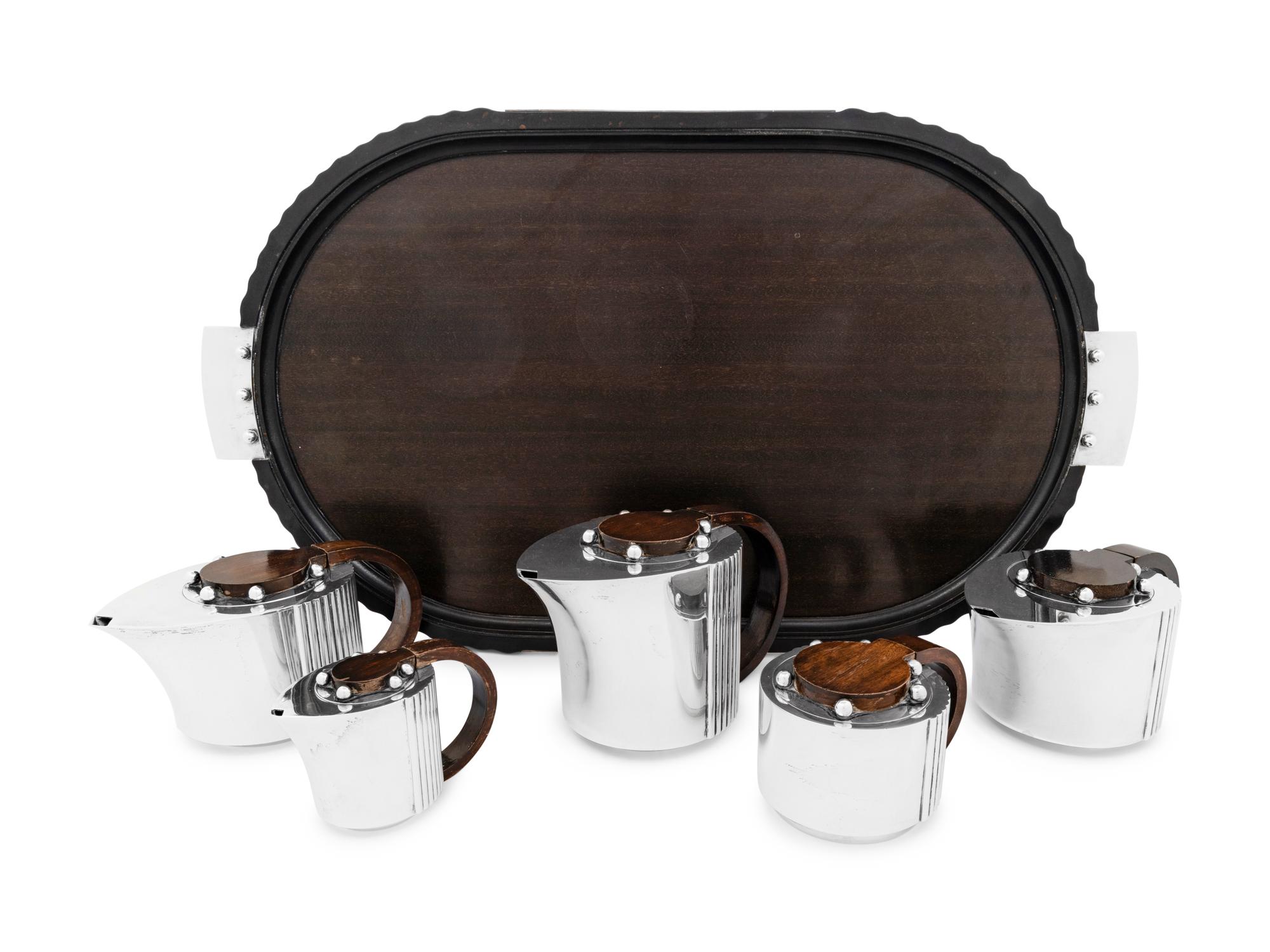 A Puiforcat Silver-Plate Six-Piece Tea and Coffee Service