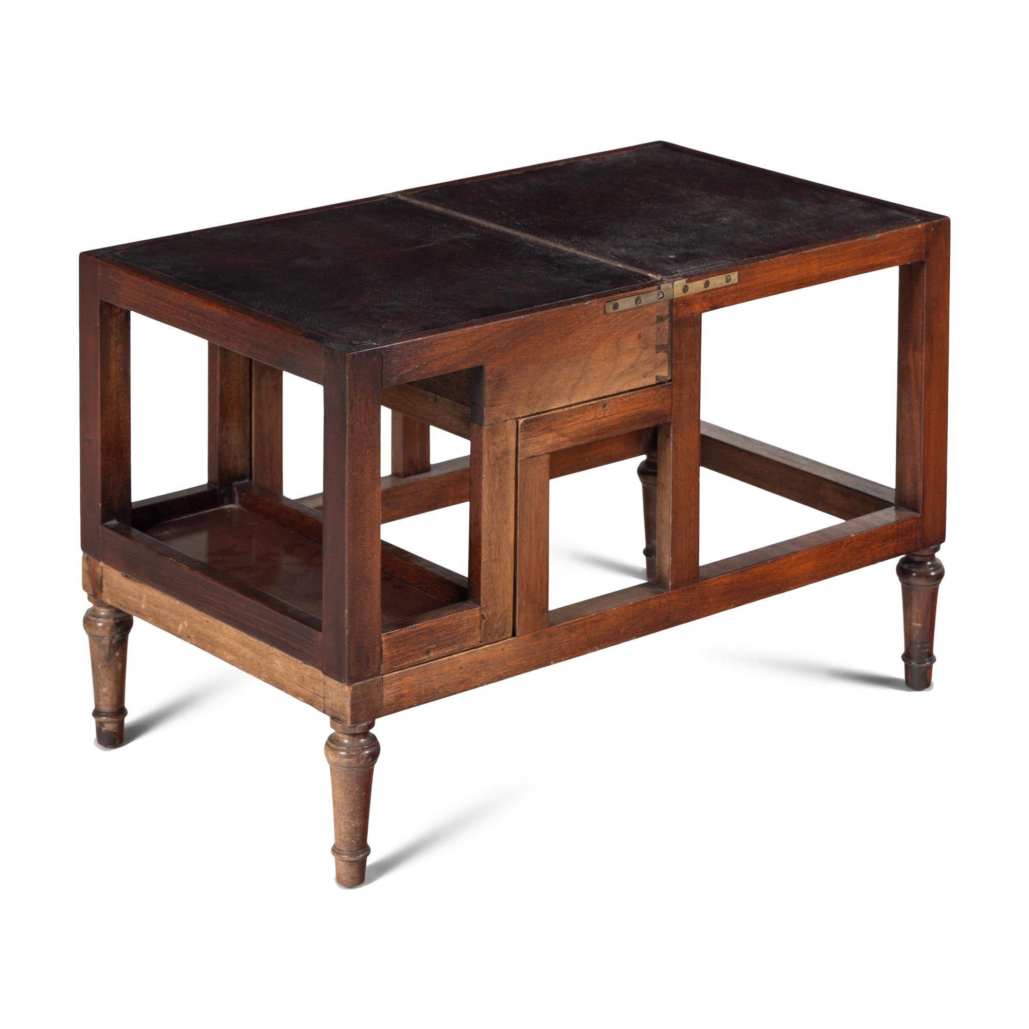 A Set of Regency Leather Inset Mahogany Metamorphic Library Steps