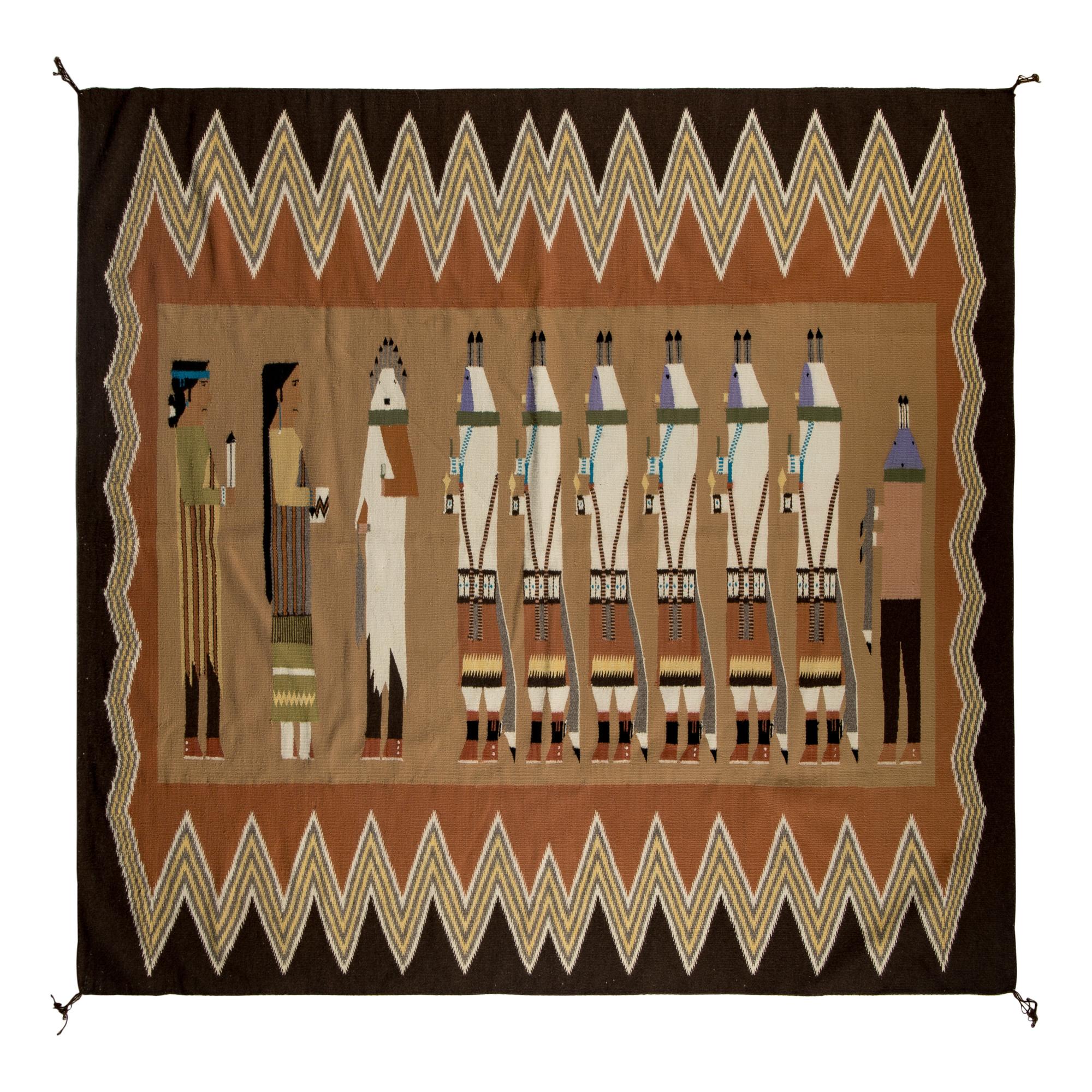 Ella Watts (Diné, 20th century) — Navajo Yeibichai Weaving [Rug]