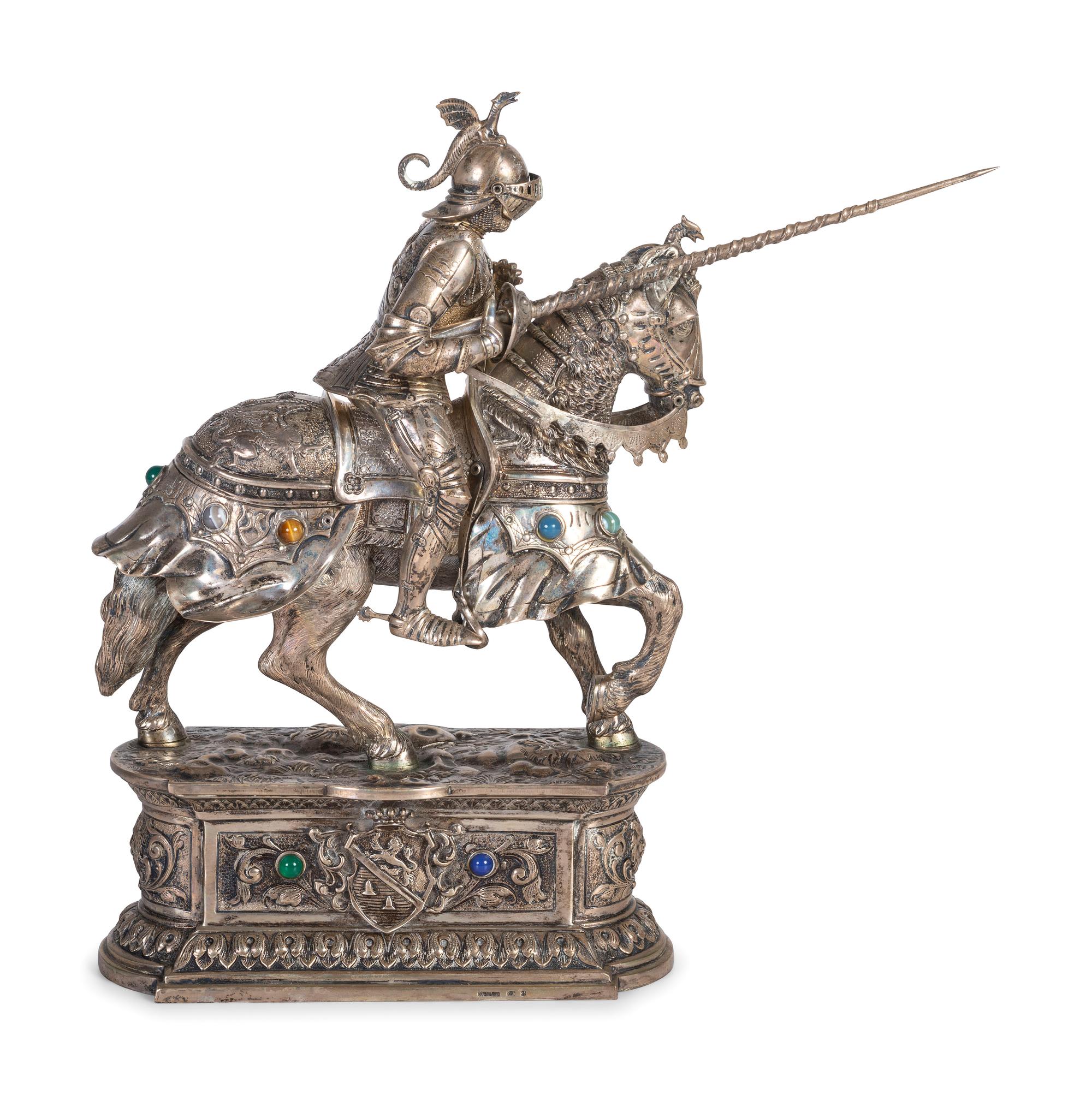 A Continental Silver Knight on Horseback