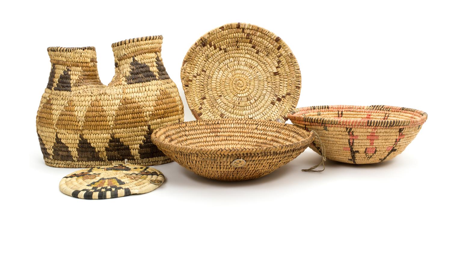 Ten Southern Arizona Baskets Diameter of largest 12 1/2 inches.