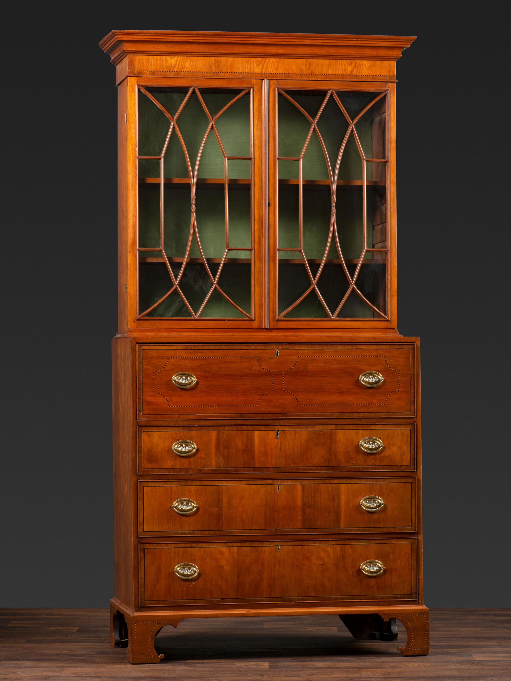 A Federal Inlaid and Figured Cherrywood Cabinet