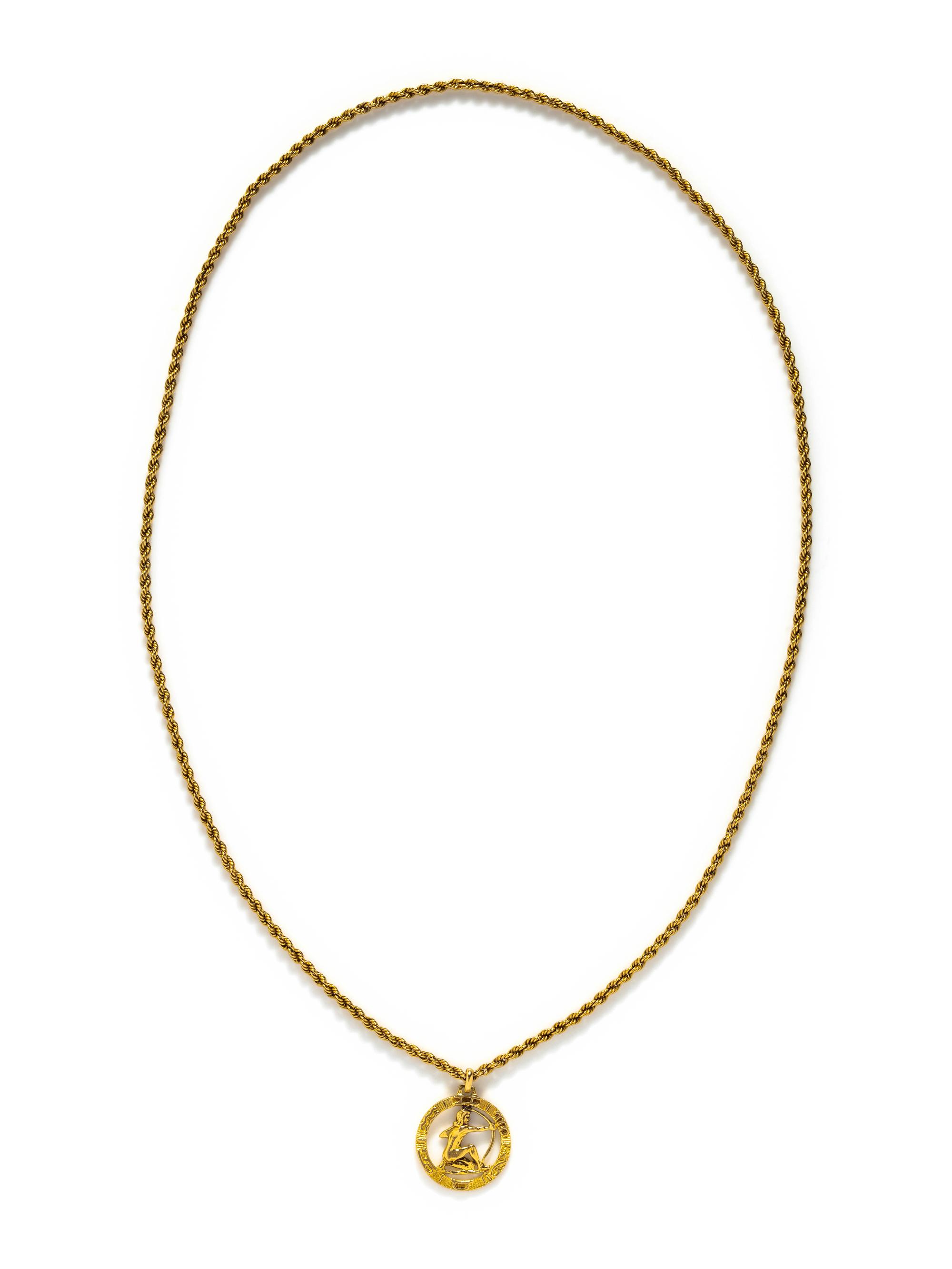 YELLOW GOLD CHAIN WITH THREE ZODIAC PENDANTS