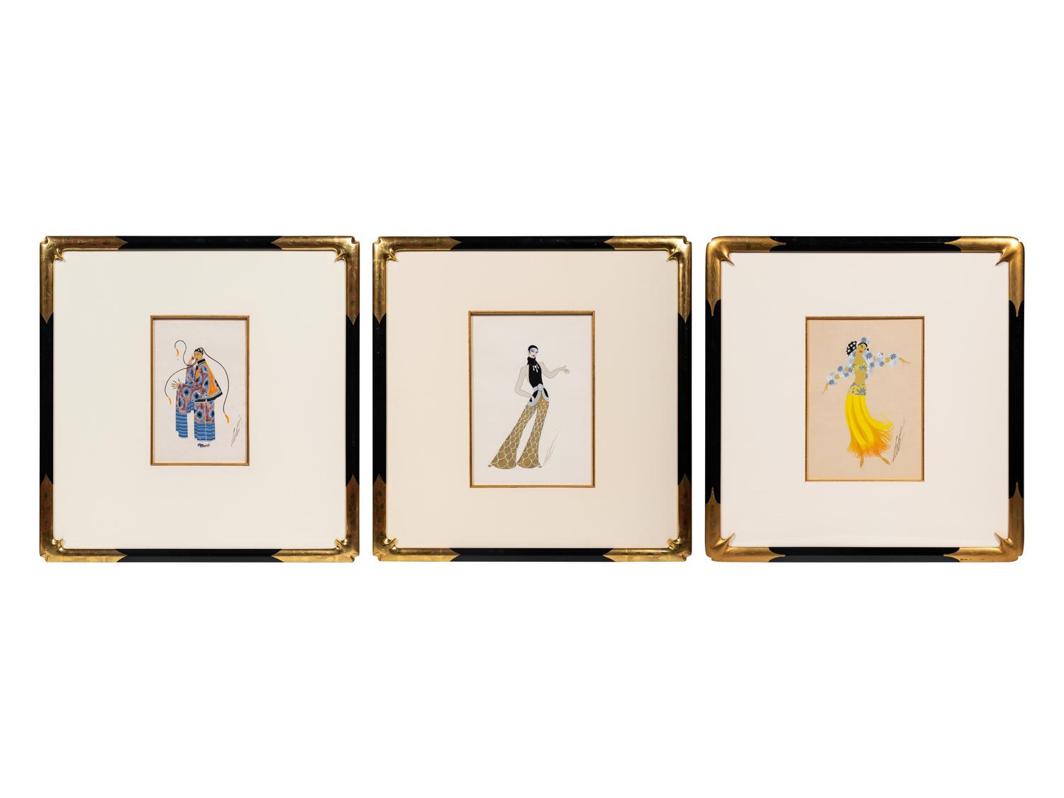 A Group of Three Costume Designs: Tableaux Mah Jongg - Vieux Chinoise , 1924; La Visite du Coulisses - Zizi Jeanmaire ; and South Sea Islands - Danseuse