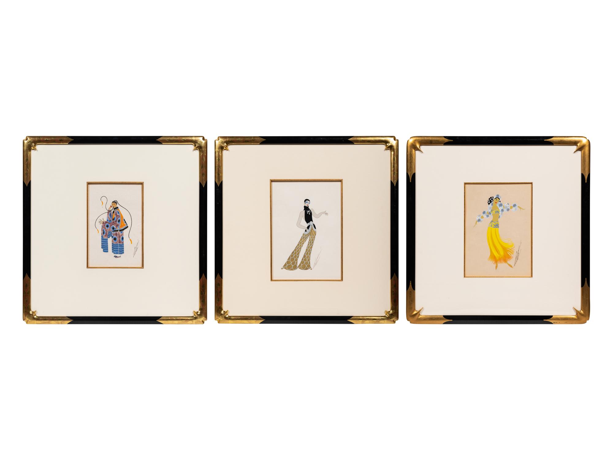 A Group of Three Costume Designs: Tableaux Mah Jongg - Vieux Chinoise , 1924; La Visite du Coulisses - Zizi Jeanmaire ; and South Sea Islands - Danseuse
