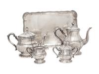 A Chinese Export Silver Five-Piece Tea and Coffee Service