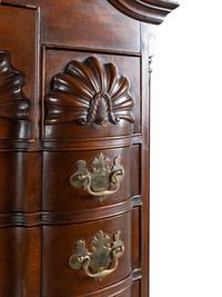 A Chippendale Style Shell and Rosette Carved Mahogany Block Front Chest-On-Chest