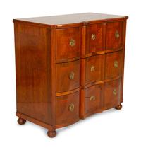 An Italian Baroque Style Parquetry Walnut Block Front Commode — 19th Century