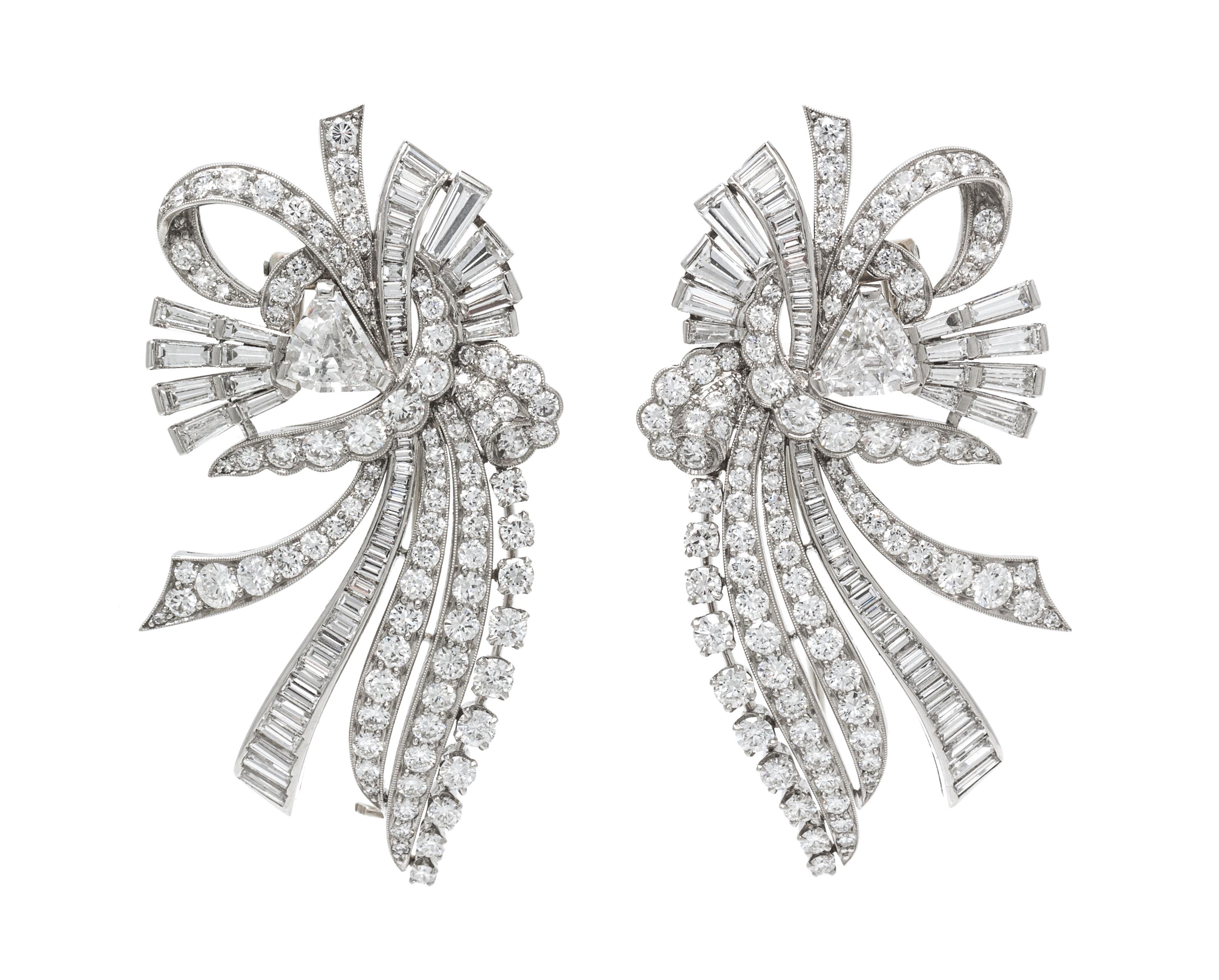 A Pair of Platinum and Diamond Dress Clips, Raymond Yard, Circa 1930, 27.10 dwts.