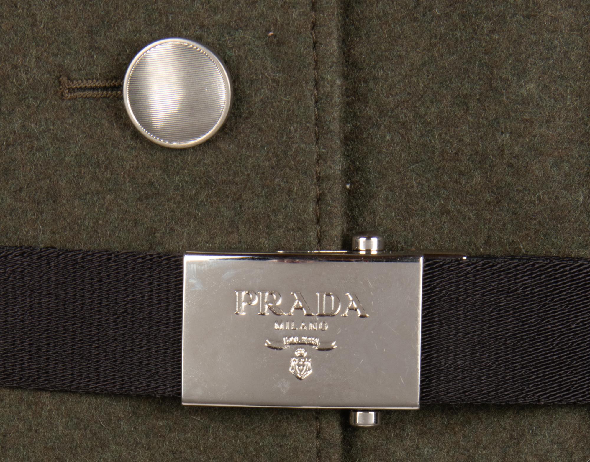 Prada Green Wool Coat With Black Sleeves, 2019