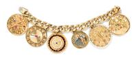 A Yellow Gold Charm Bracelet with 6 Attached Charms, 96.50 dwts.