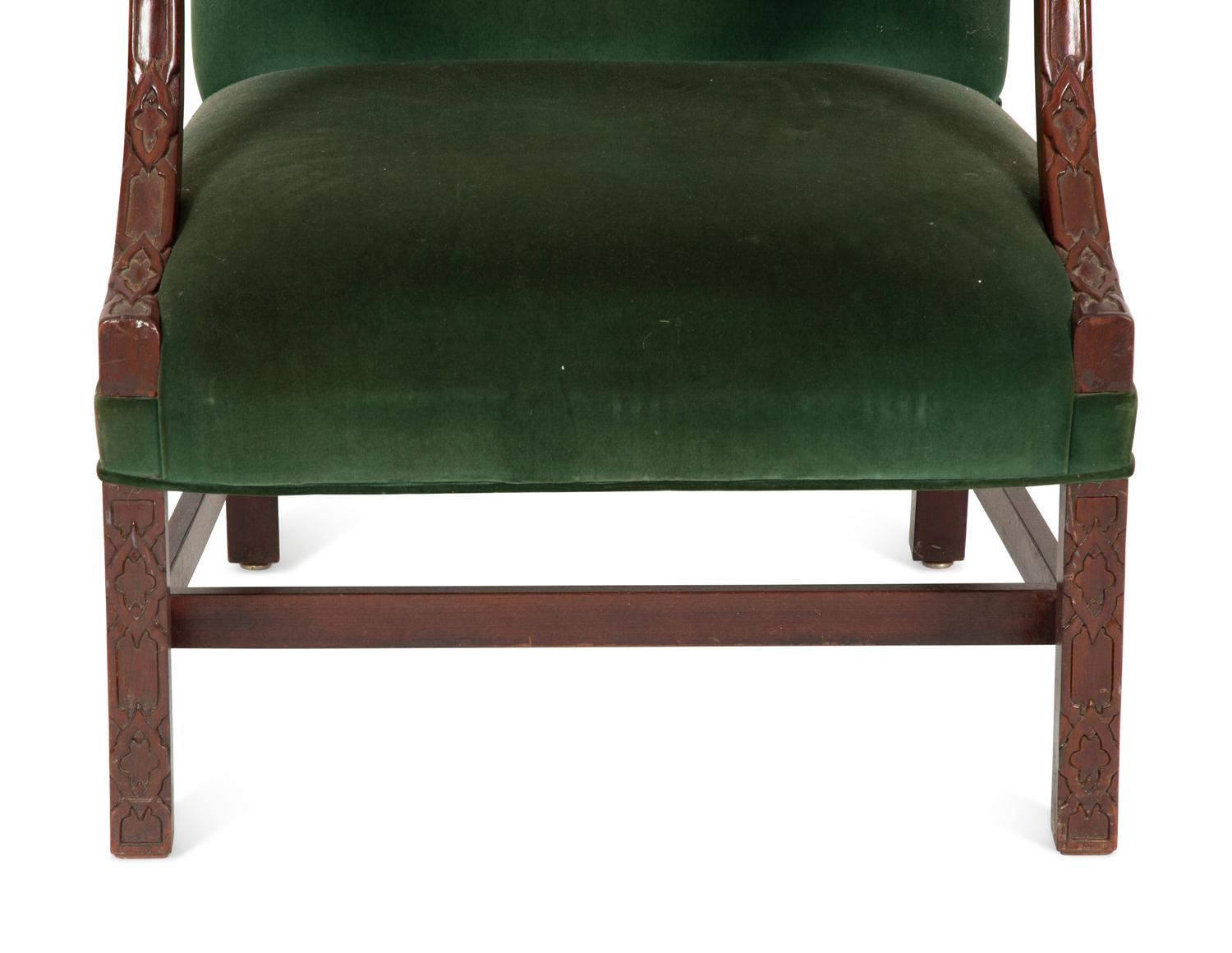 A George II Style Carved Mahogany Library Chair
