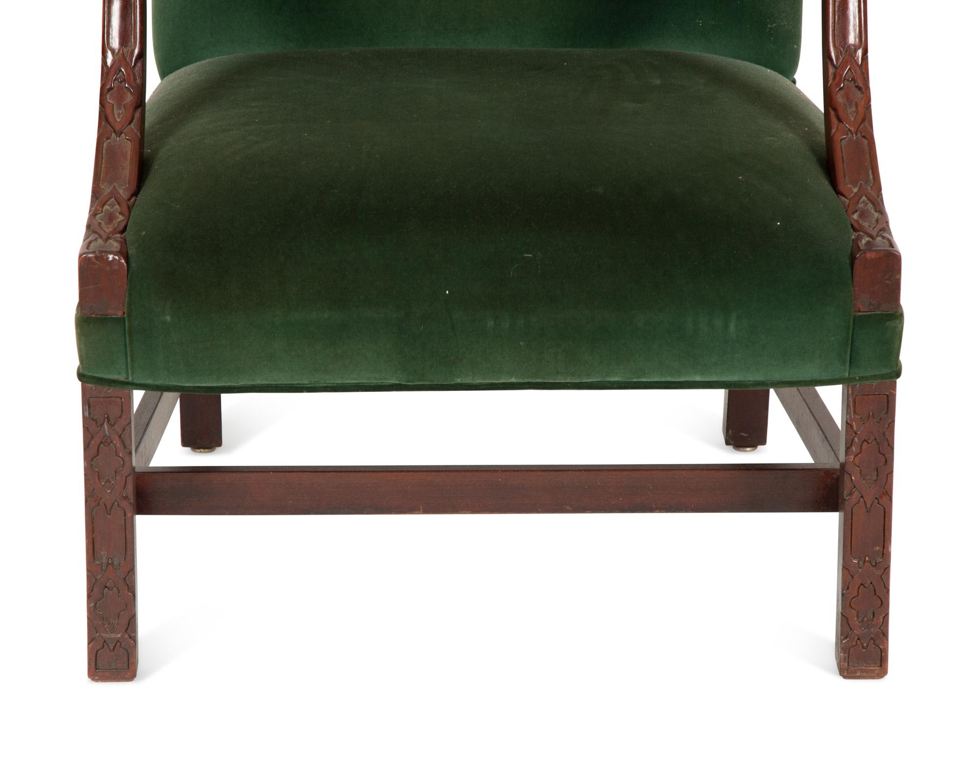 A George II Style Carved Mahogany Library Chair