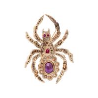 GOLD AND MULTIGEM SPIDER BROOCH