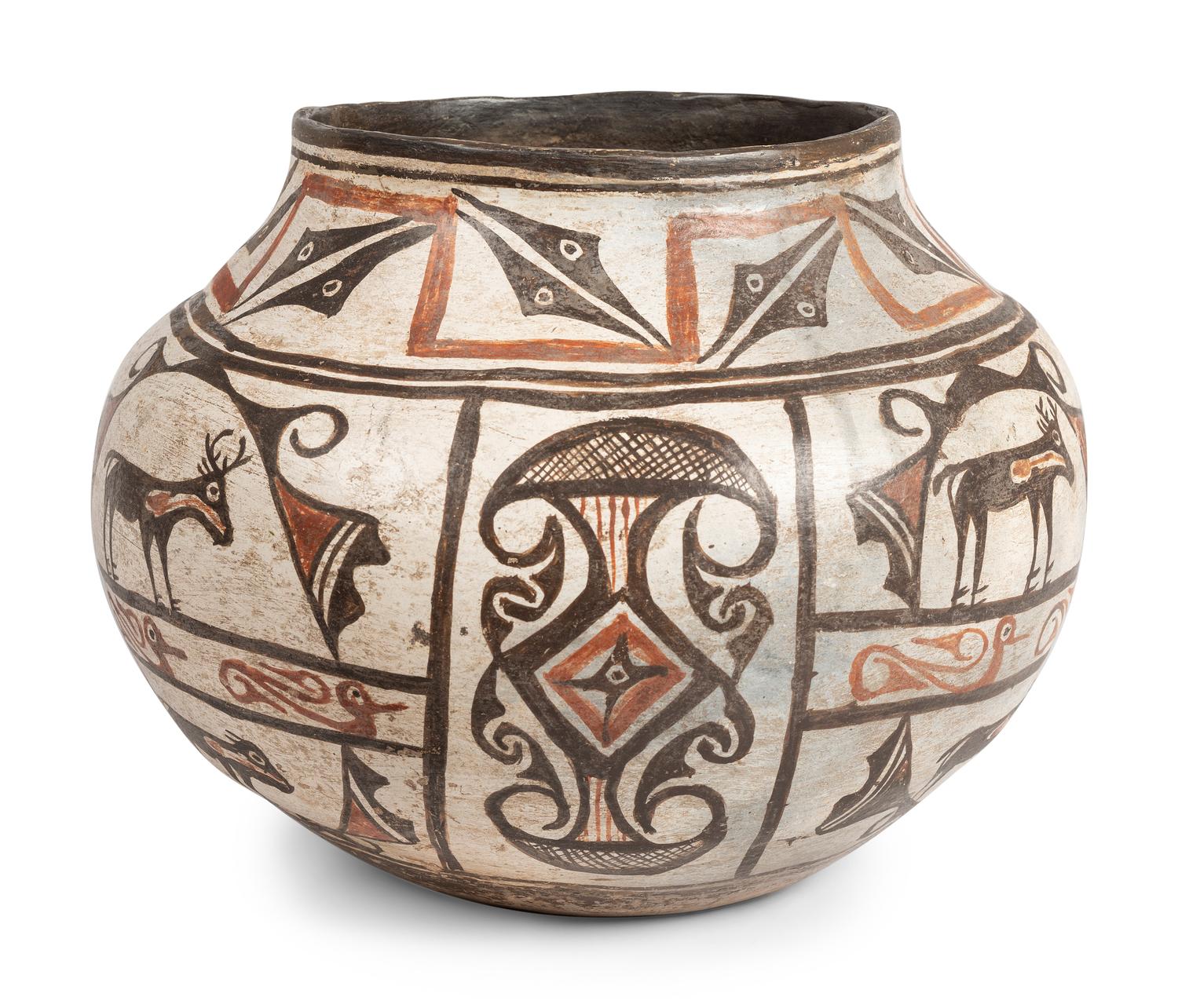 Zuni Pottery Olla, with Heartline Deer