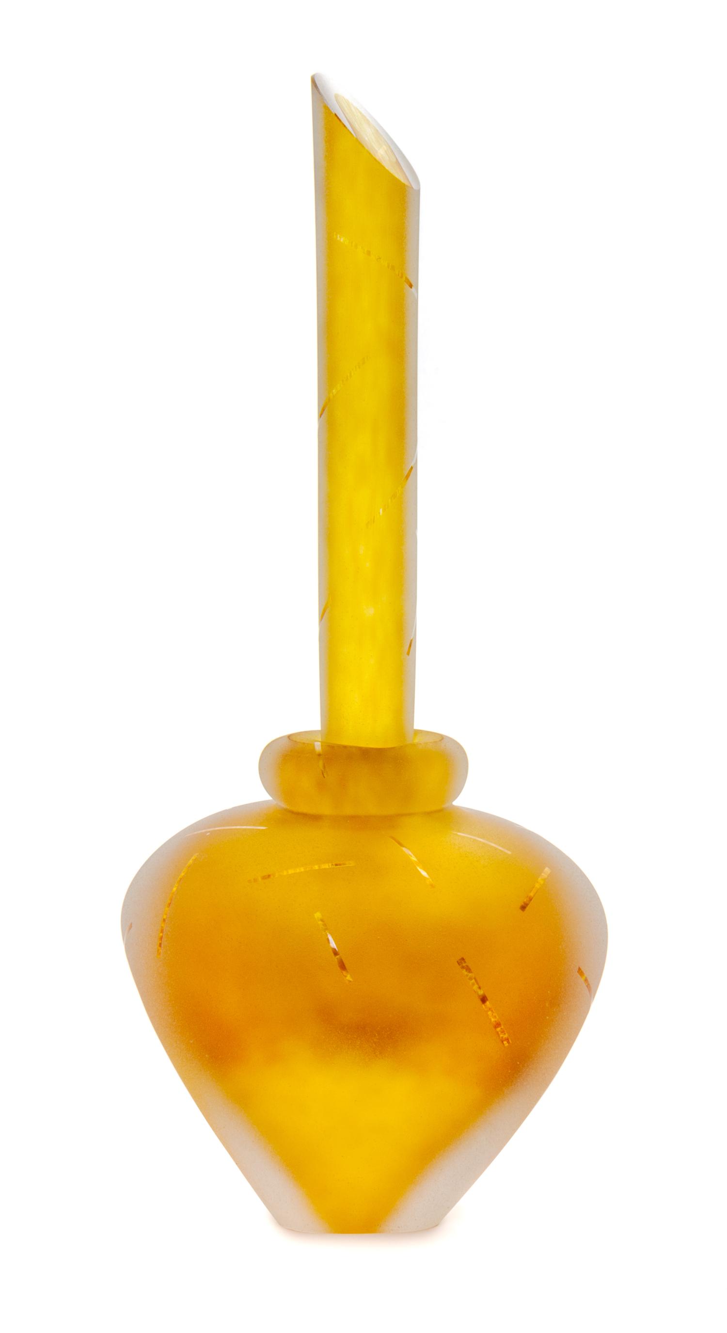 A Molded and Frosted Glass Perfume Bottle Height 10 inches. — ANDREW SHEA, CIRCA 1999