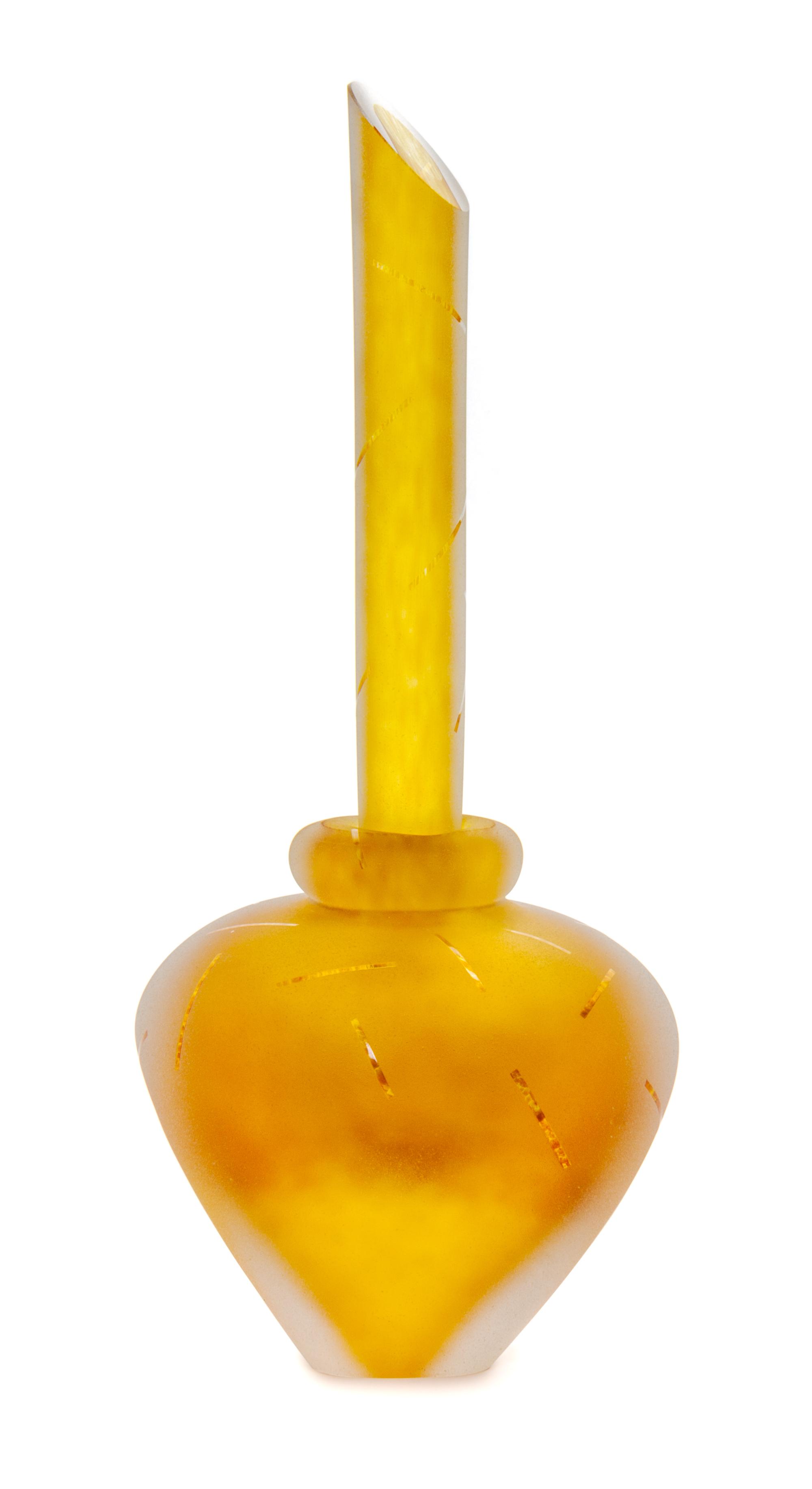 A Molded and Frosted Glass Perfume Bottle Height 10 inches. — ANDREW SHEA, CIRCA 1999