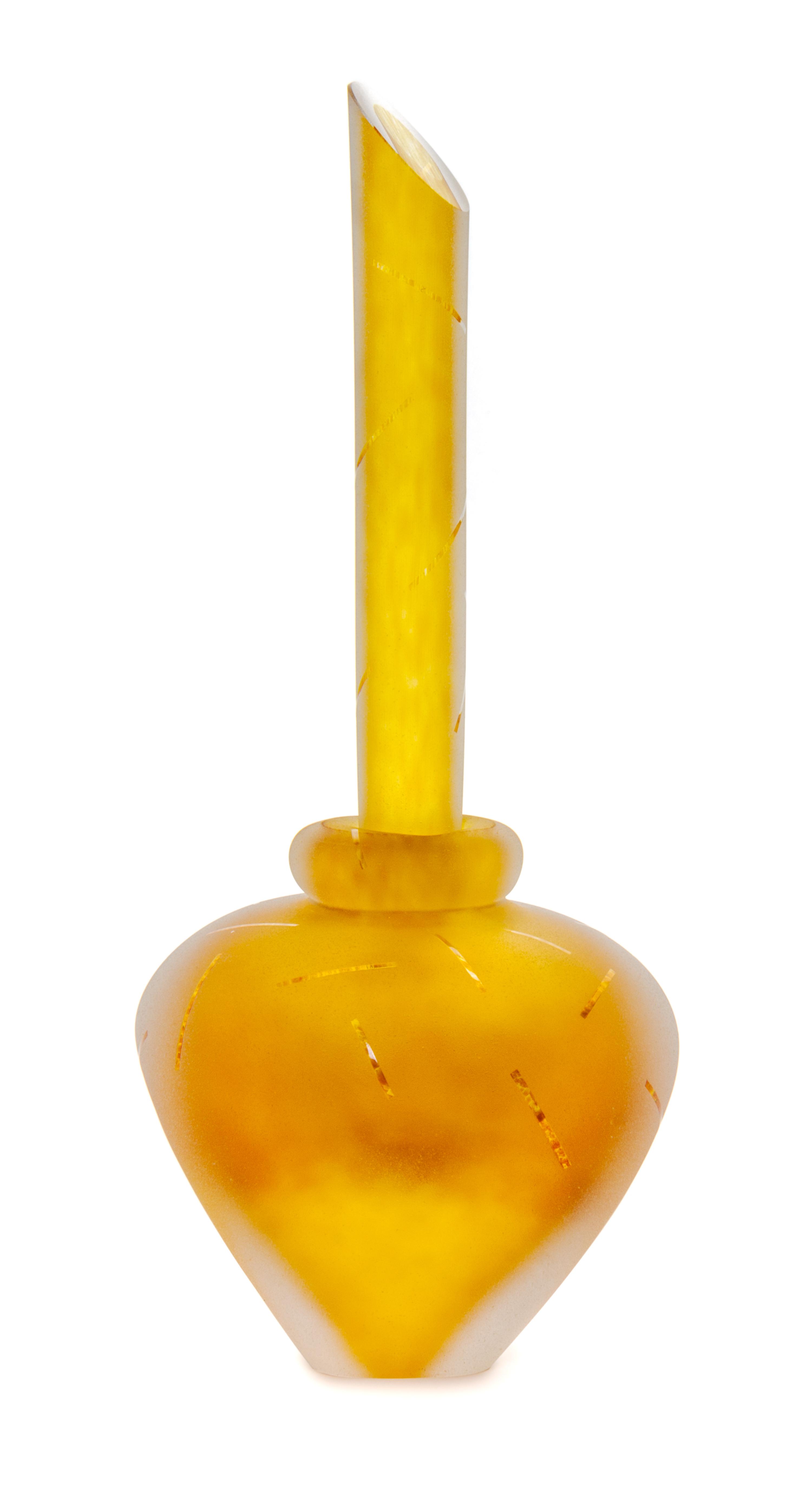 A Molded and Frosted Glass Perfume Bottle Height 10 inches. — ANDREW SHEA, CIRCA 1999