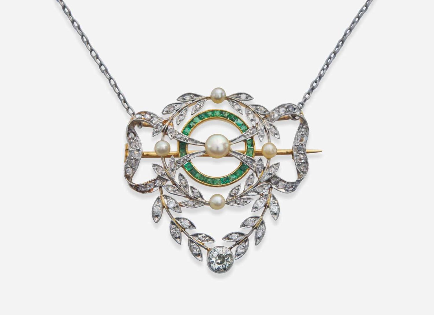 An Edwardian Diamond Brooch and Necklace