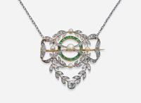 An Edwardian Diamond Brooch and Necklace