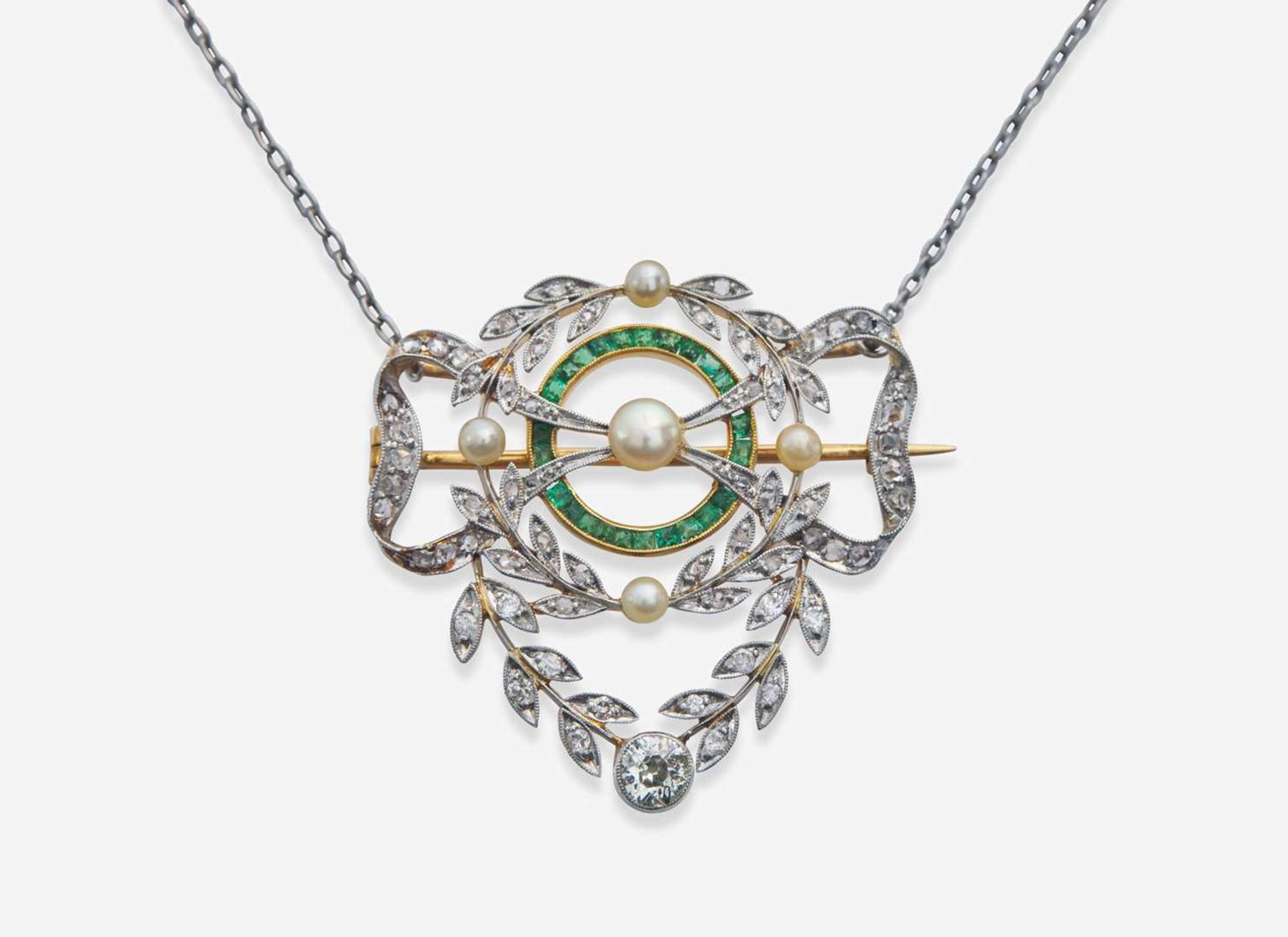 An Edwardian Diamond Brooch and Necklace