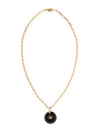 YELLOW GOLD PAPERCLIP CHAIN WITH ONYX PENDANT