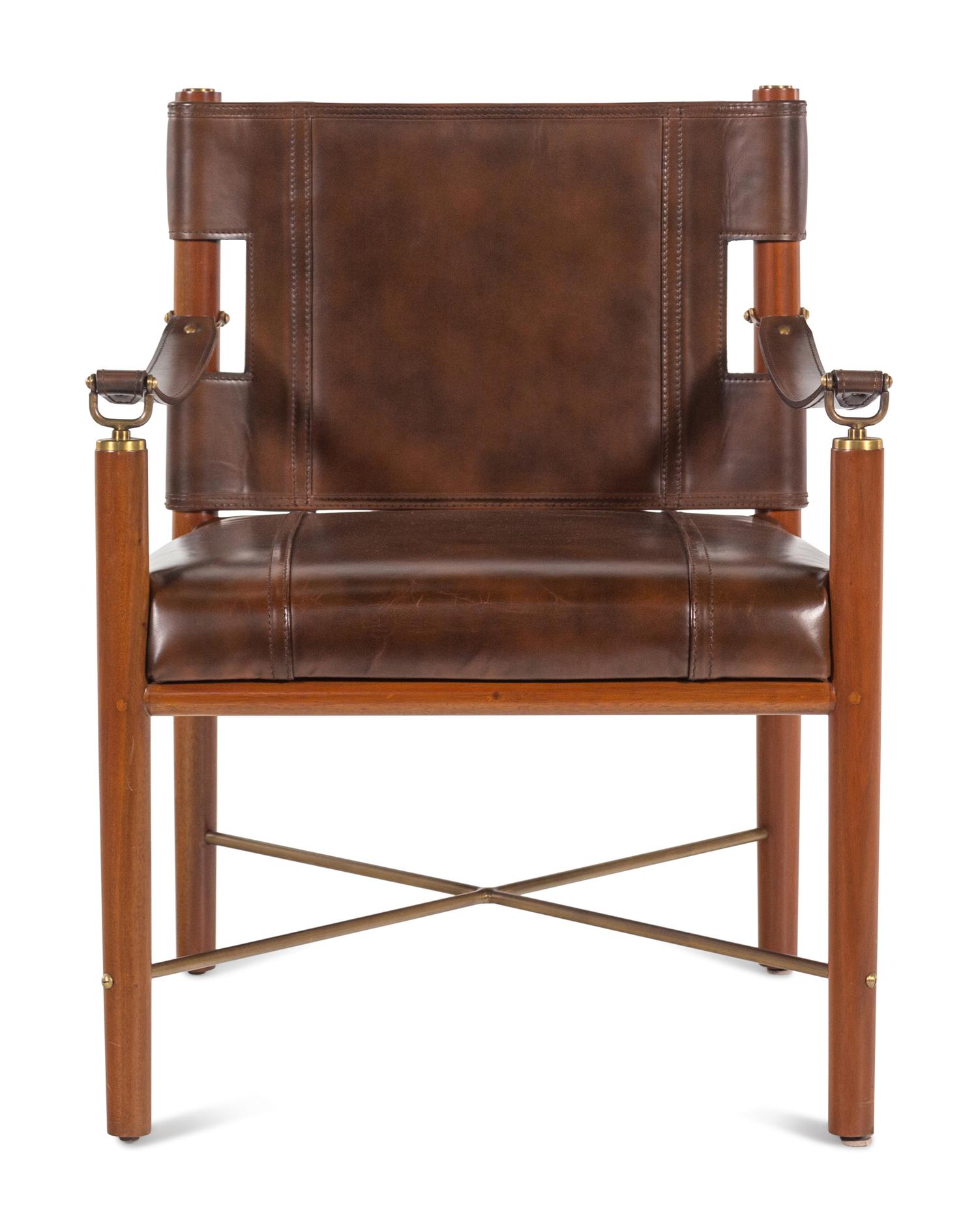 A Palecek Alexander Leather-Upholstered Lounge Chair
