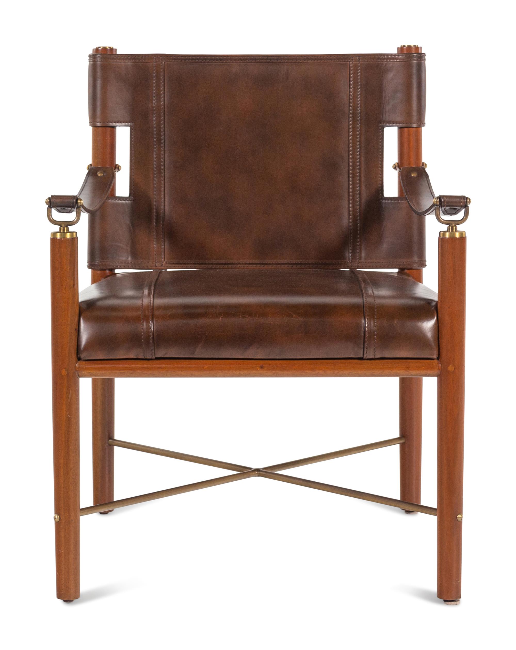 A Palecek Alexander Leather-Upholstered Lounge Chair