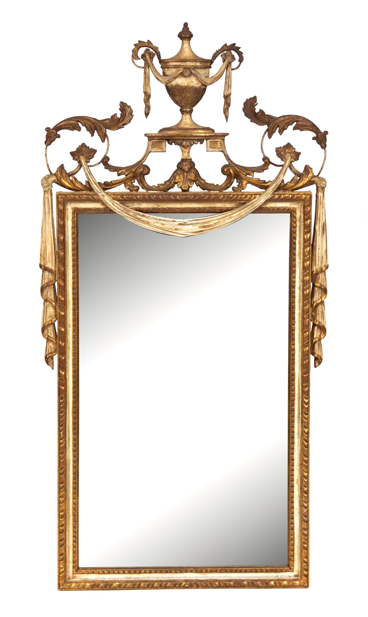 A Neoclassical Style Painted and Parcel Gilt Mirror — LATE 19TH/EARLY 20TH CENTURY