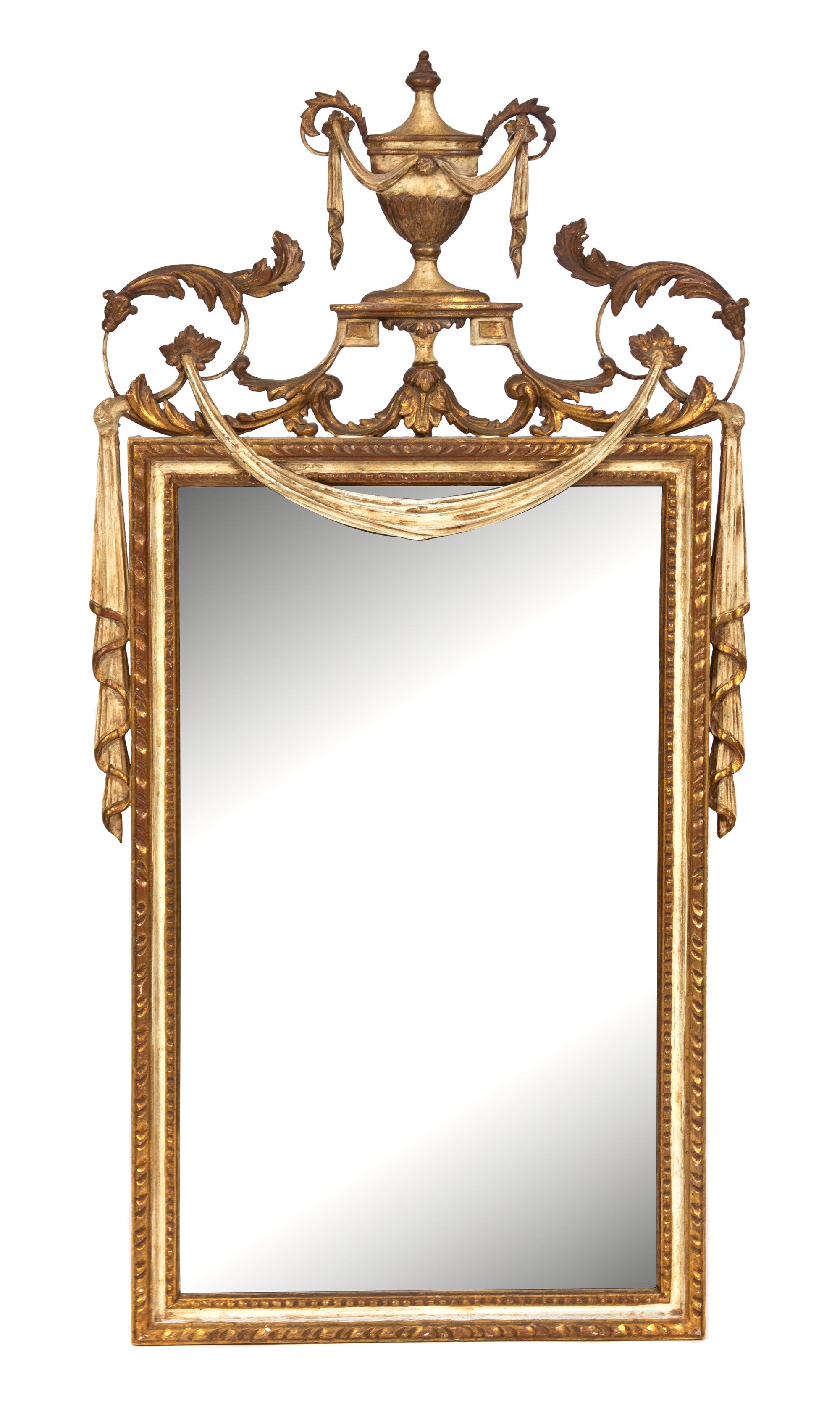 A Neoclassical Style Painted and Parcel Gilt Mirror — LATE 19TH/EARLY 20TH CENTURY