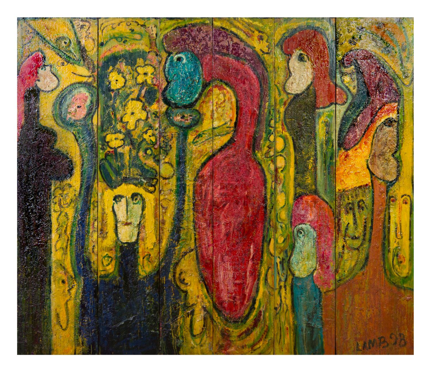 Matt Lamb, (American/Irish, b. 1933), The Gathering, 1998 (series of six panels)