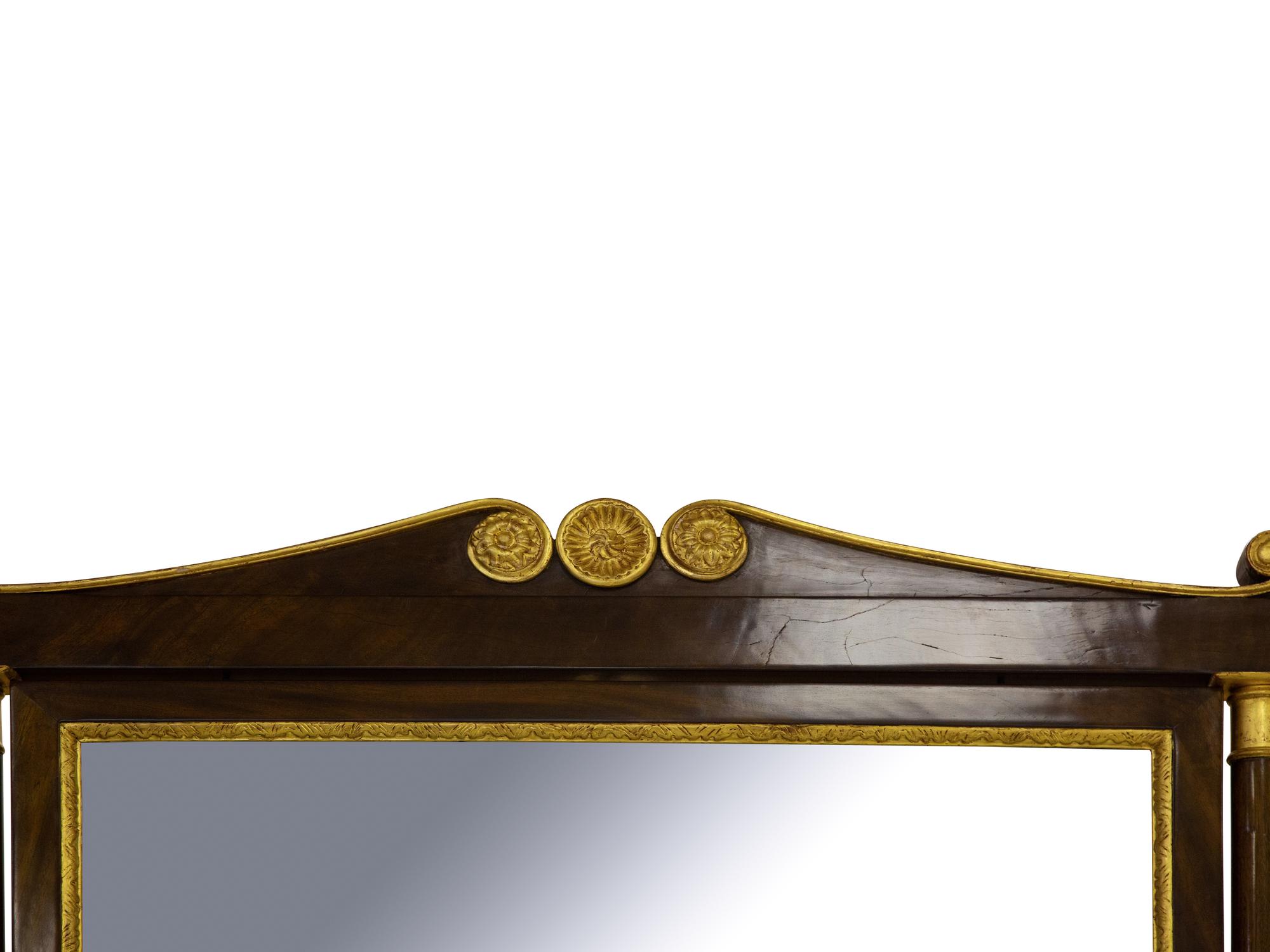 A Napoleon III Style Mahogany Marble-Top Pier Table and Parcel Gilt Mirror