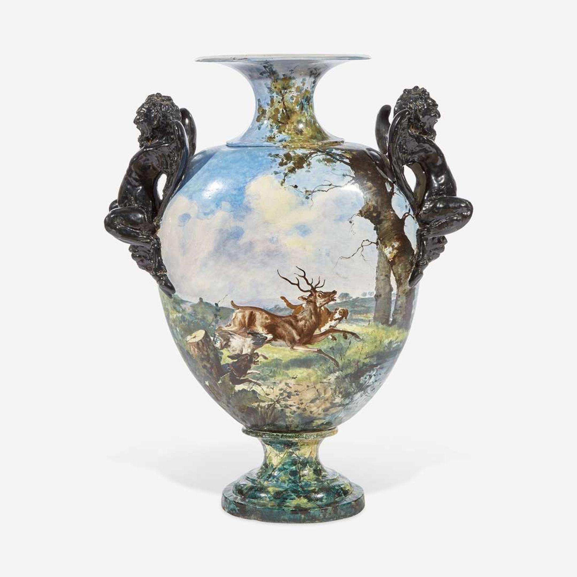 A Large Continental Earthenware Vase Late 19th century