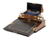 An English Burlwood and Brass Mounted Lap Desk Height 10 x width 14 x depth 10 inches. — LATE 19TH CENTURY