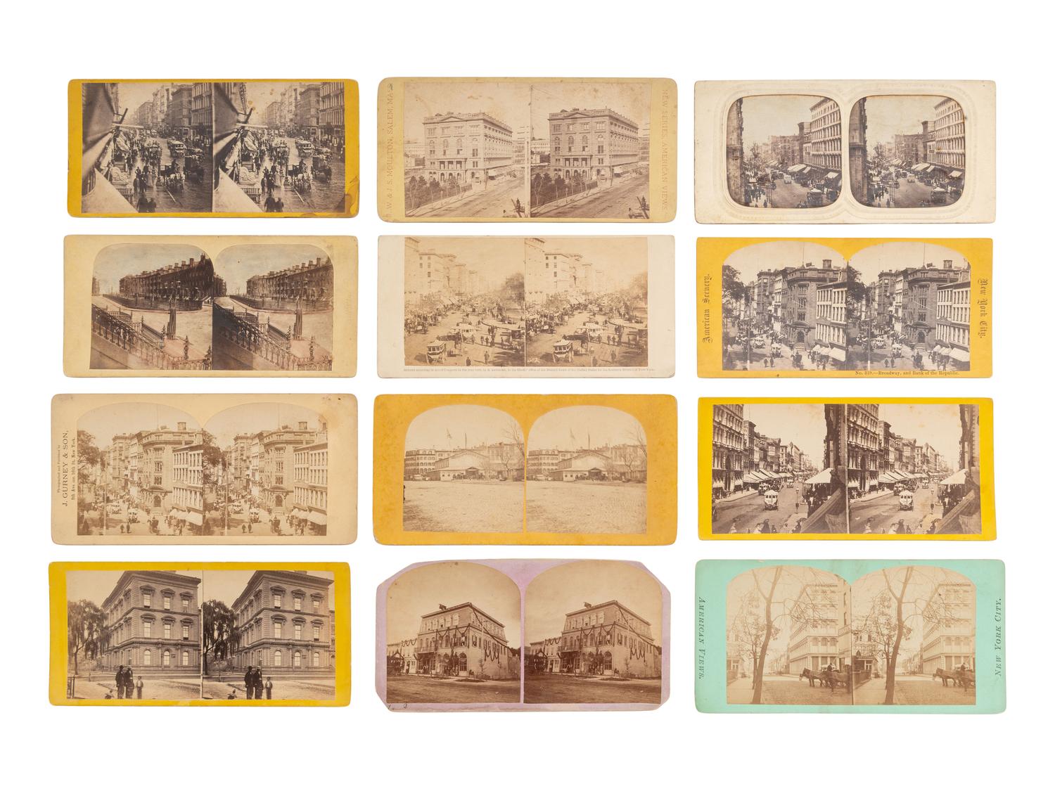 [EARLY PHOTOGRAPHY]. 50 stereoviews of New York City, incl. street scenes and landmarks.